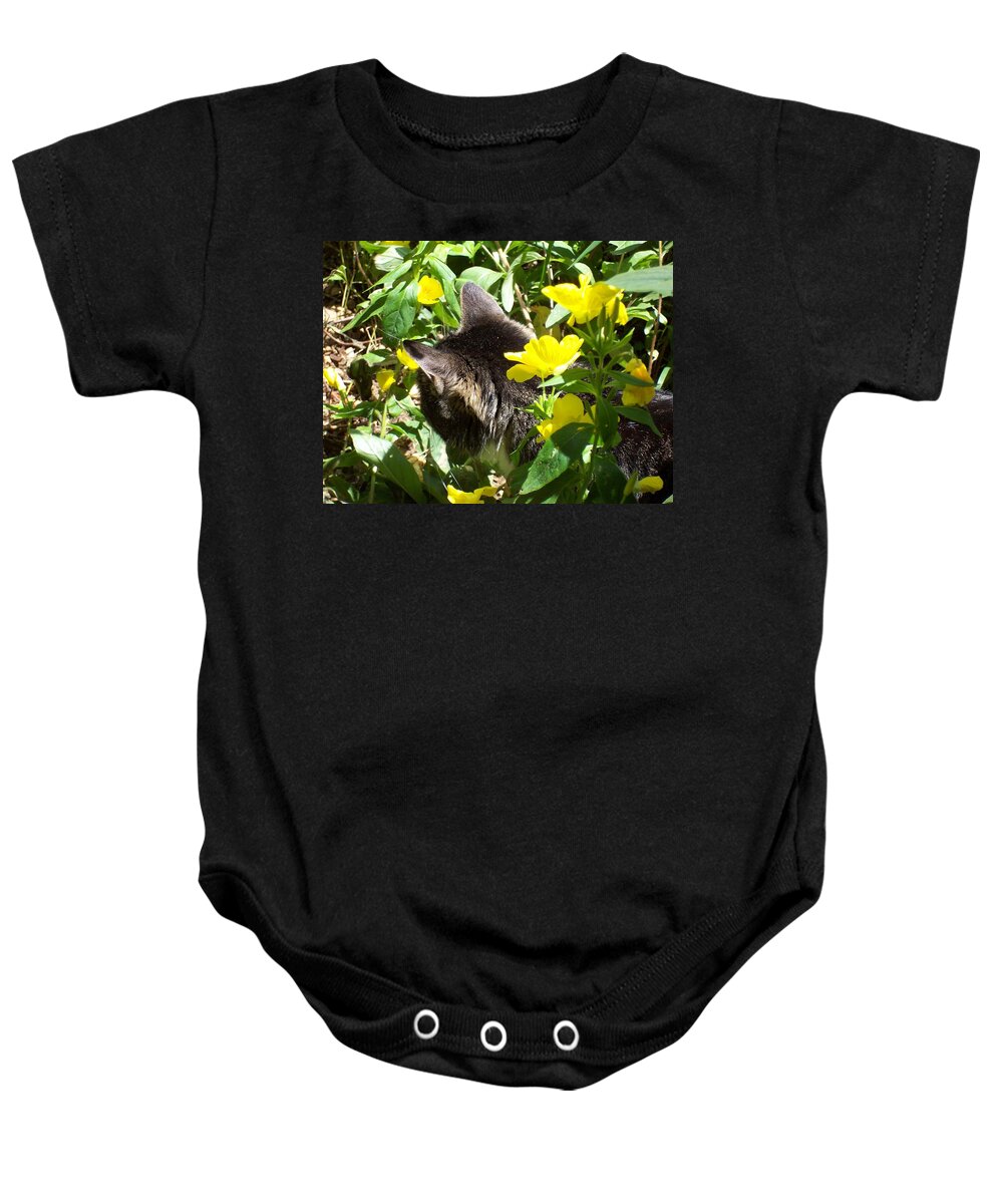 Cat Baby Onesie featuring the photograph Spring Kitty by Kim Galluzzo