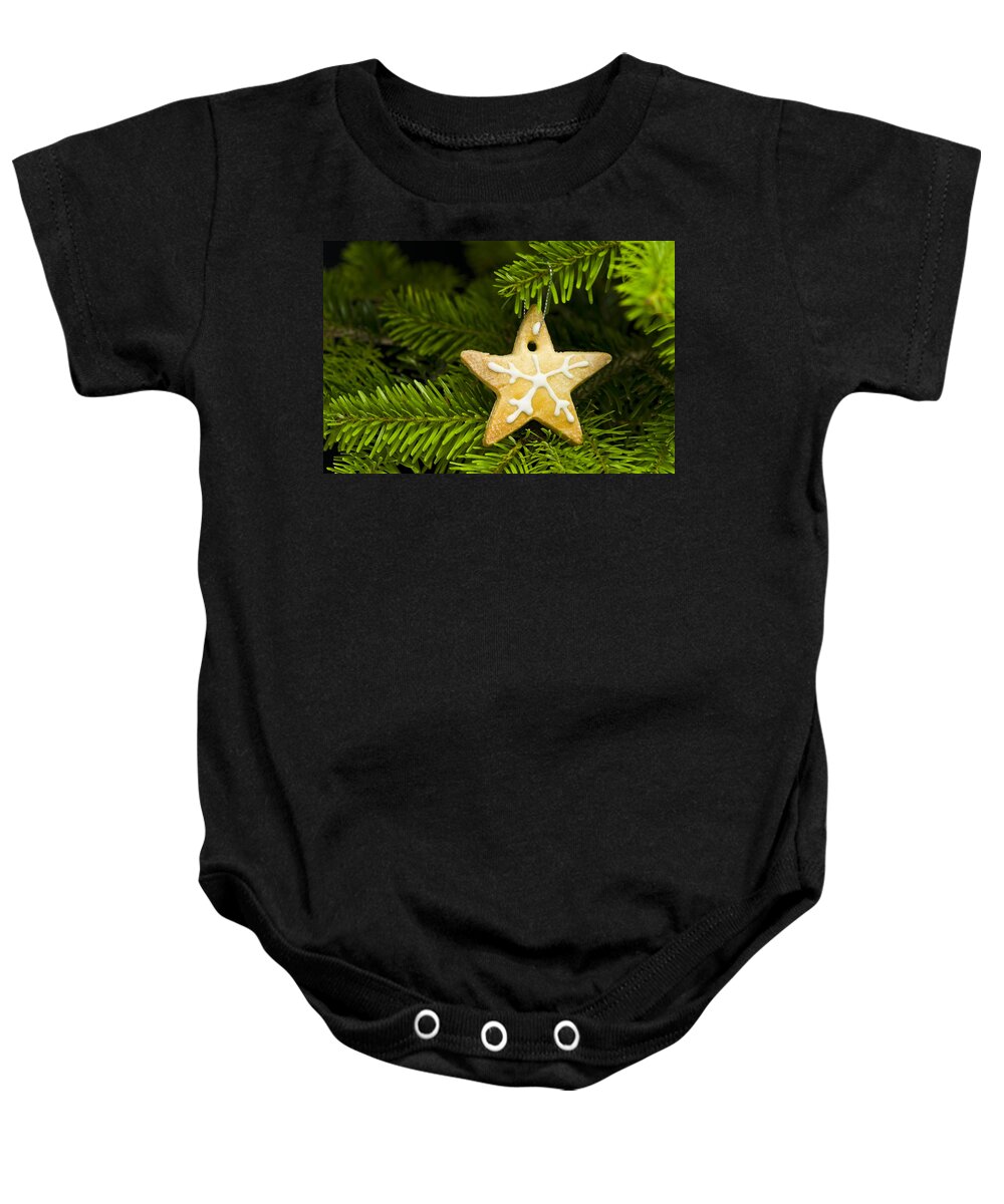 Advent Baby Onesie featuring the photograph Star shape short bread cookie by U Schade