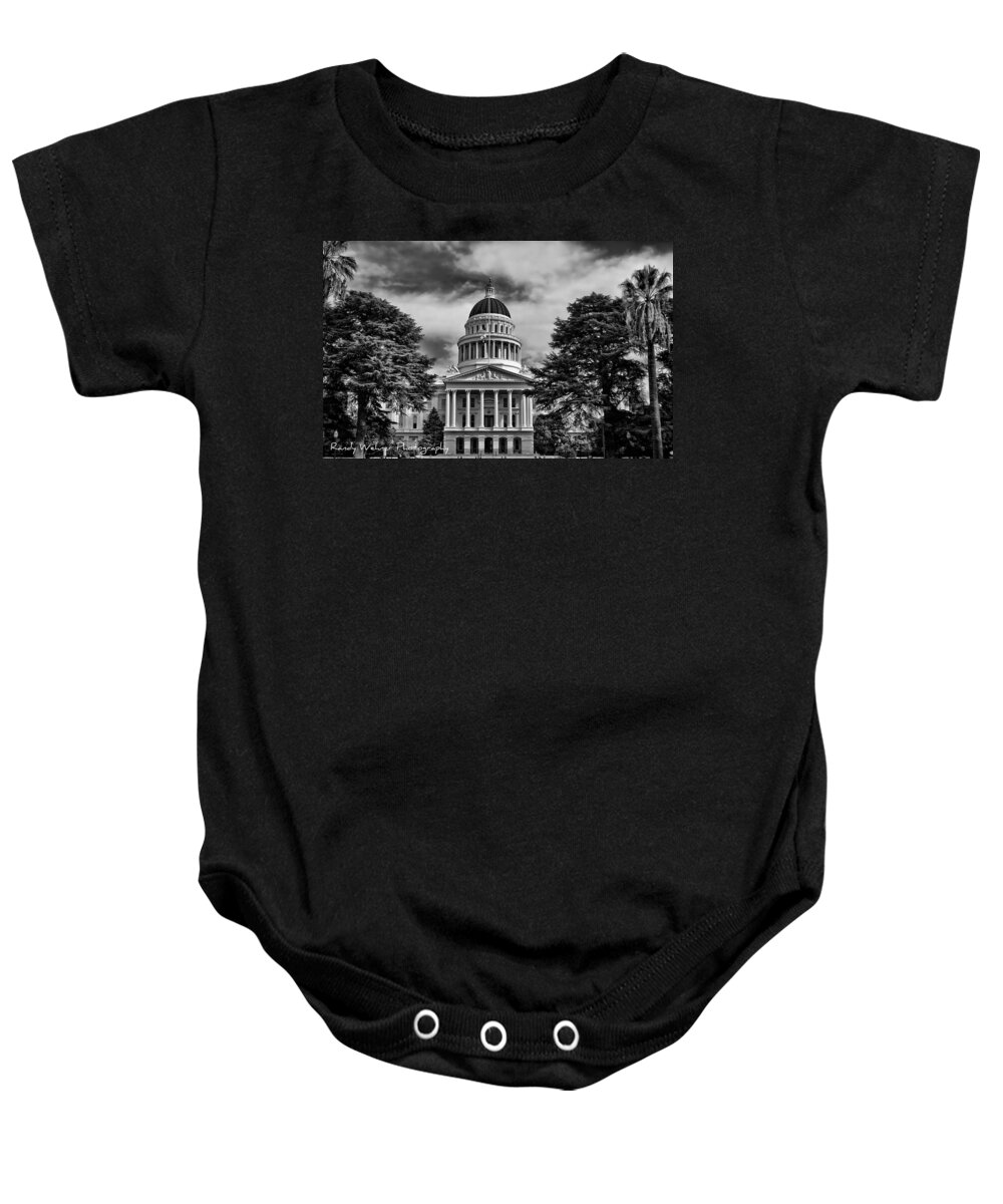 State Baby Onesie featuring the photograph State Capitol B and W by Randy Wehner