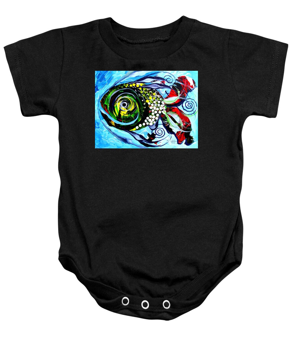 Fish Baby Onesie featuring the painting The Gift of Inner Beauty by J Vincent Scarpace