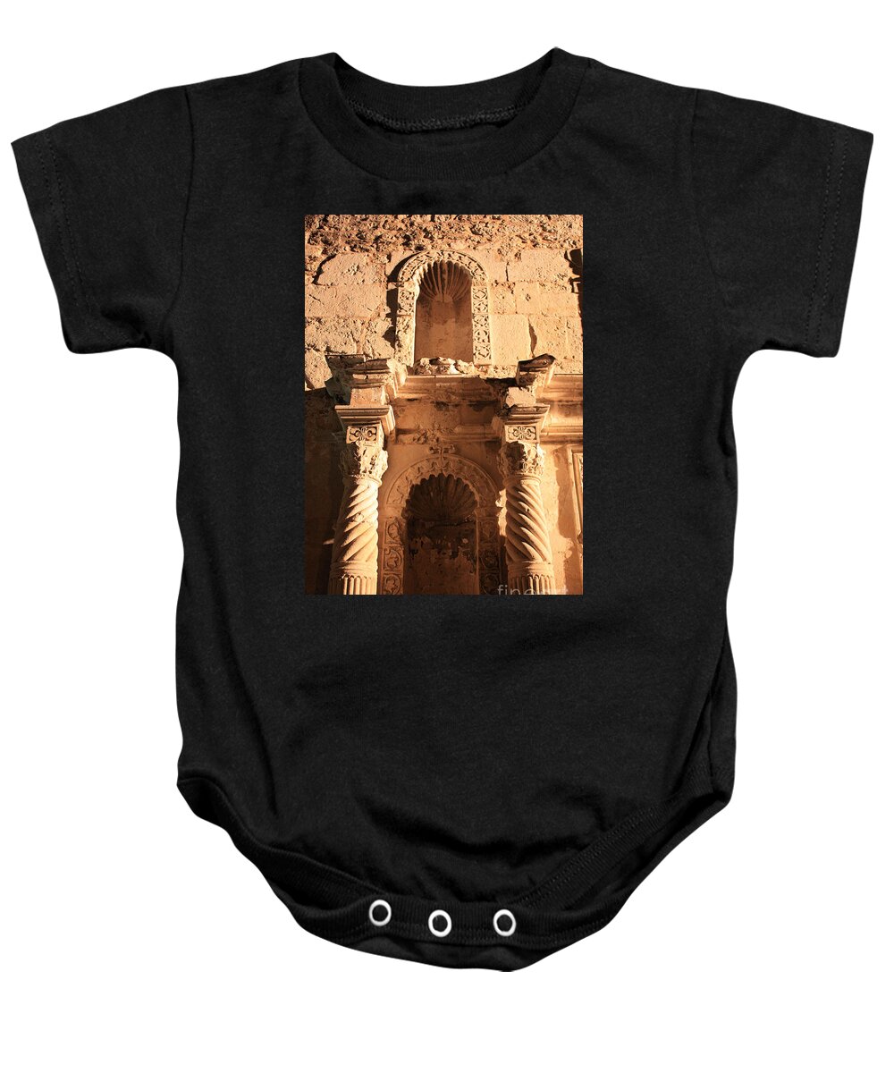 The Alamo Baby Onesie featuring the photograph The Mission Awaits by Carol Groenen