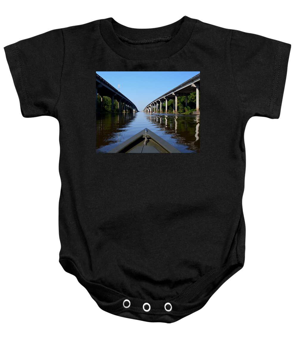 Tree Baby Onesie featuring the photograph Under the Interstate Atchafalaya Basin Southern Louisiana by Maggy Marsh