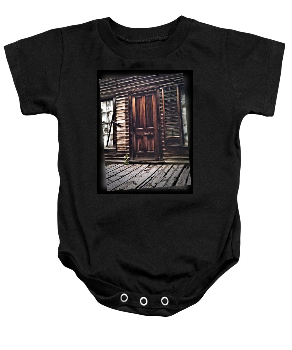Ghost Town Baby Onesie featuring the photograph Virginia City Ghost Town Door I by Susan Kinney
