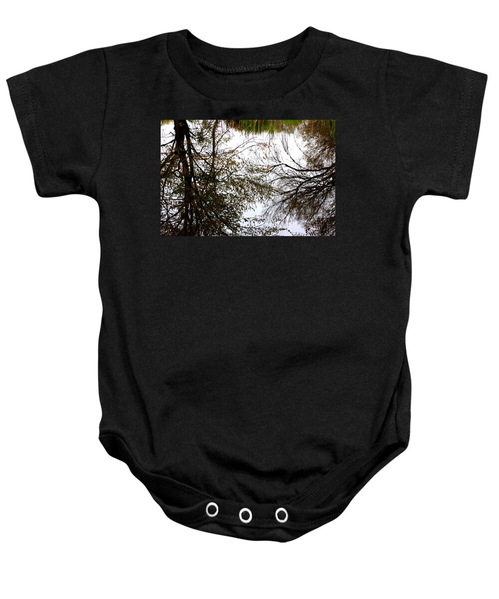 Tree Reflections Baby Onesie featuring the photograph Water Reflects the Beauty by Kim Galluzzo