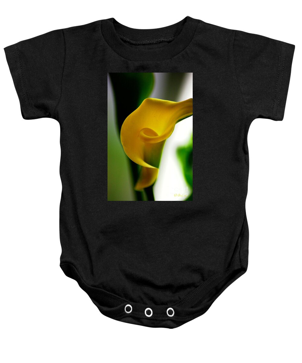 Flower Baby Onesie featuring the photograph Yellow Calla Lilies by Donna Bentley