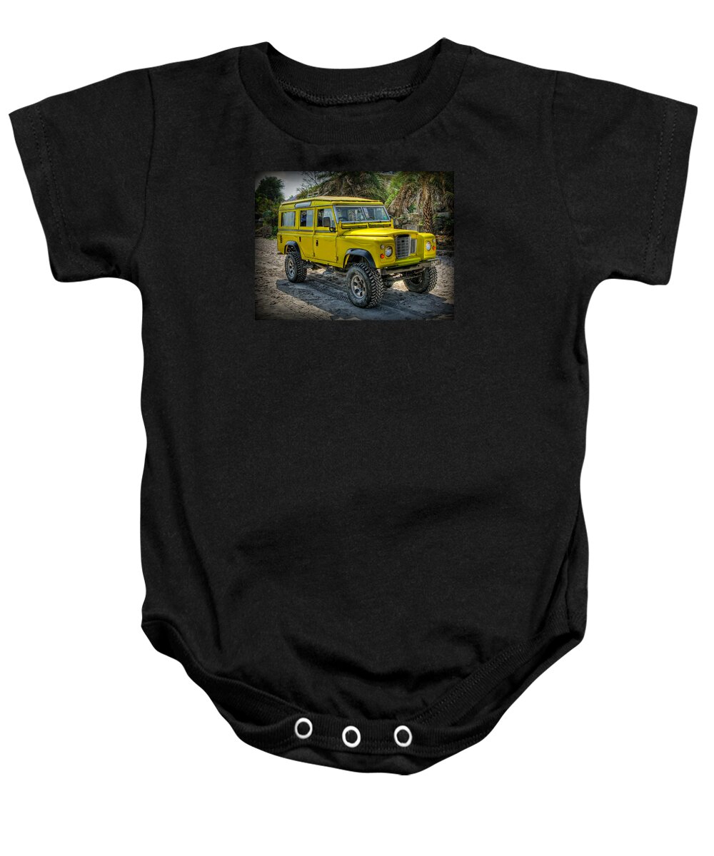 Jeep Baby Onesie featuring the photograph Yellow Jeep by Adrian Evans