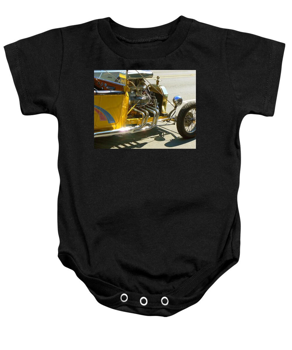 Ford Baby Onesie featuring the photograph Yellow Rat Rod by Pamela Patch