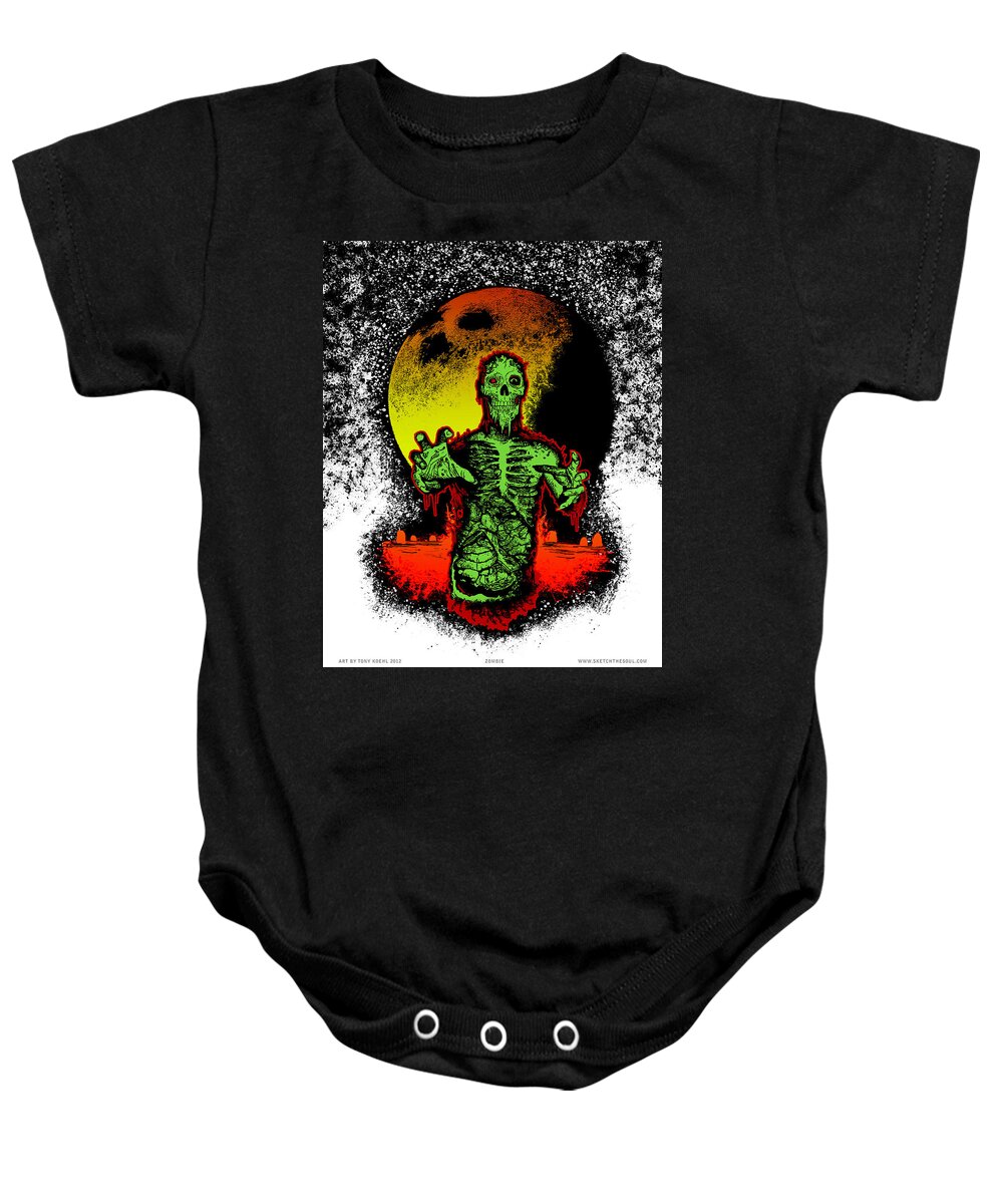 Undead Process Baby Onesie featuring the mixed media Zombie by Tony Koehl