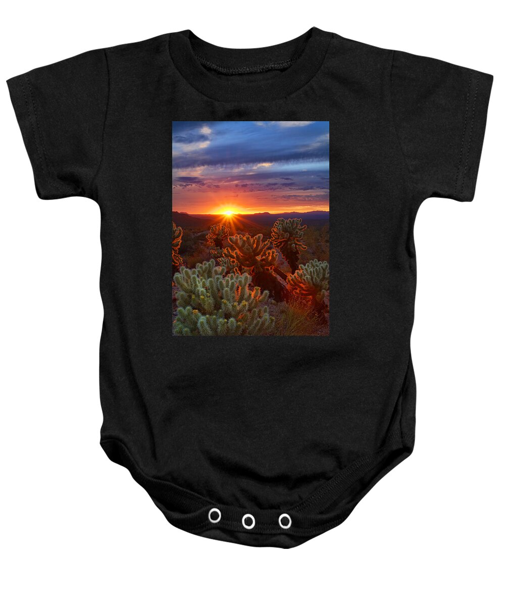 Sunset Baby Onesie featuring the photograph Cholla Sunset #1 by Saija Lehtonen