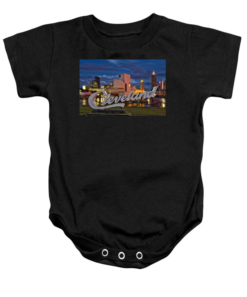 Cleveland Baby Onesie featuring the photograph Cleveland Skyline #1 by Jackie Sajewski