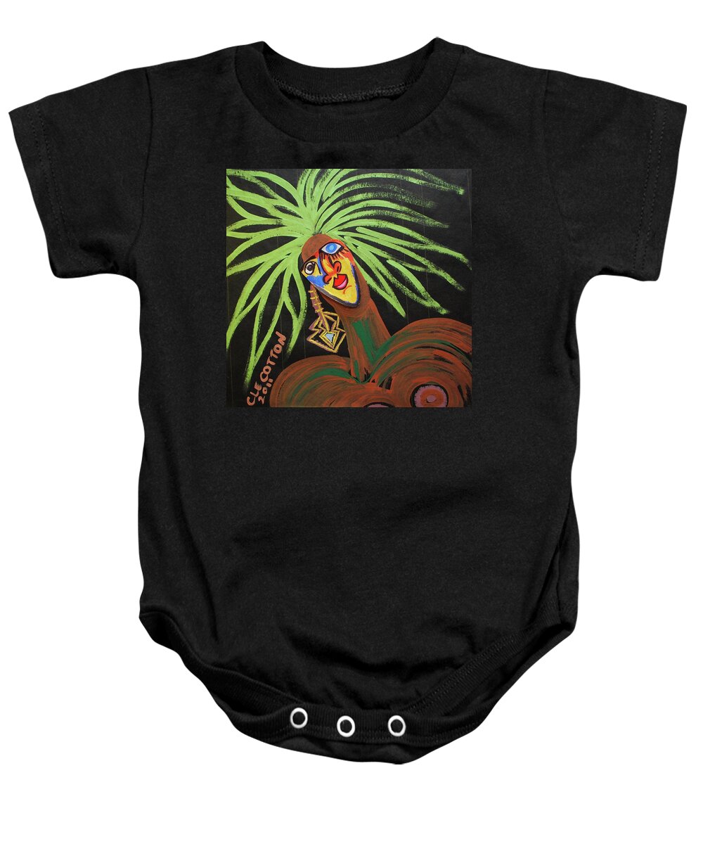  Baby Onesie featuring the painting Cover Up Girl #2 by Cleaster Cotton