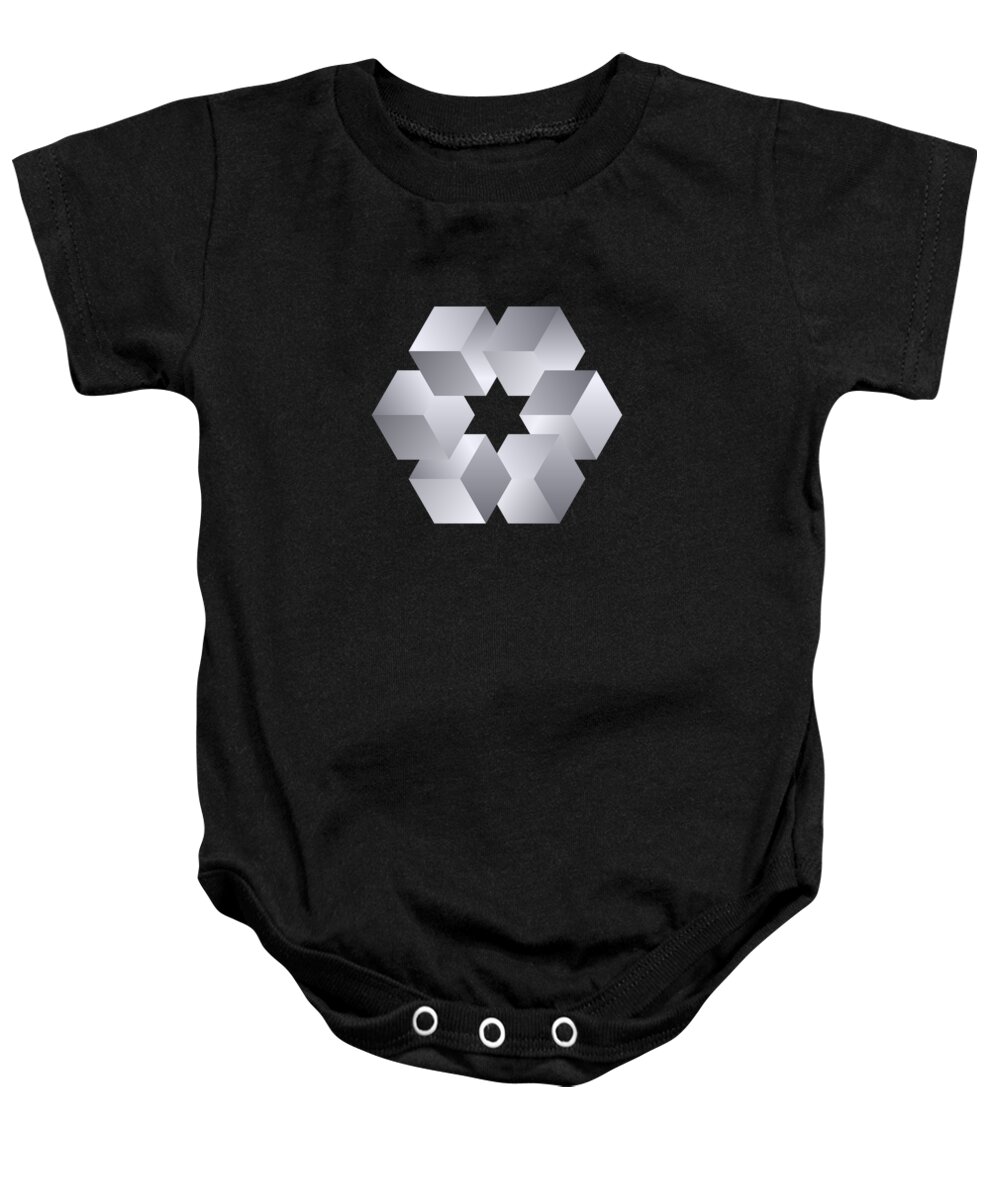 Pattern Baby Onesie featuring the digital art Cube Star by Pelo Blanco Photo