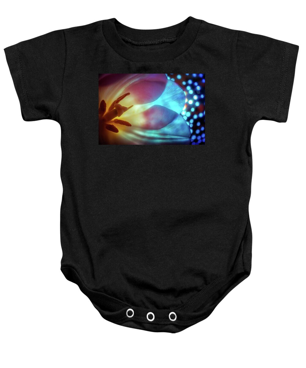 Glowing Flowers Baby Onesie featuring the photograph Floral glow #1 by Lilia S