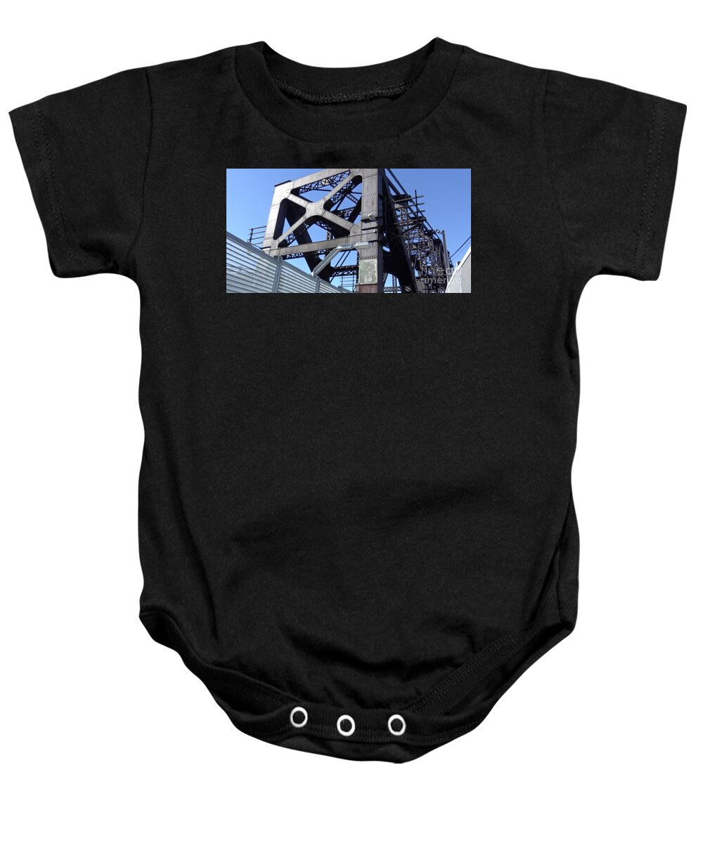 Collection: Strong As Steel Coffee Mug Collection Baby Onesie featuring the digital art Harahan Bridge Memphis by Karen Francis