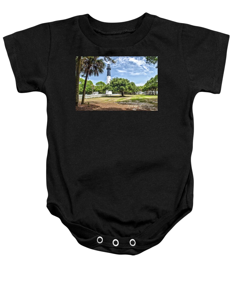 Hunting Island Baby Onesie featuring the photograph Hunting Island Lighthouse by Scott Hansen
