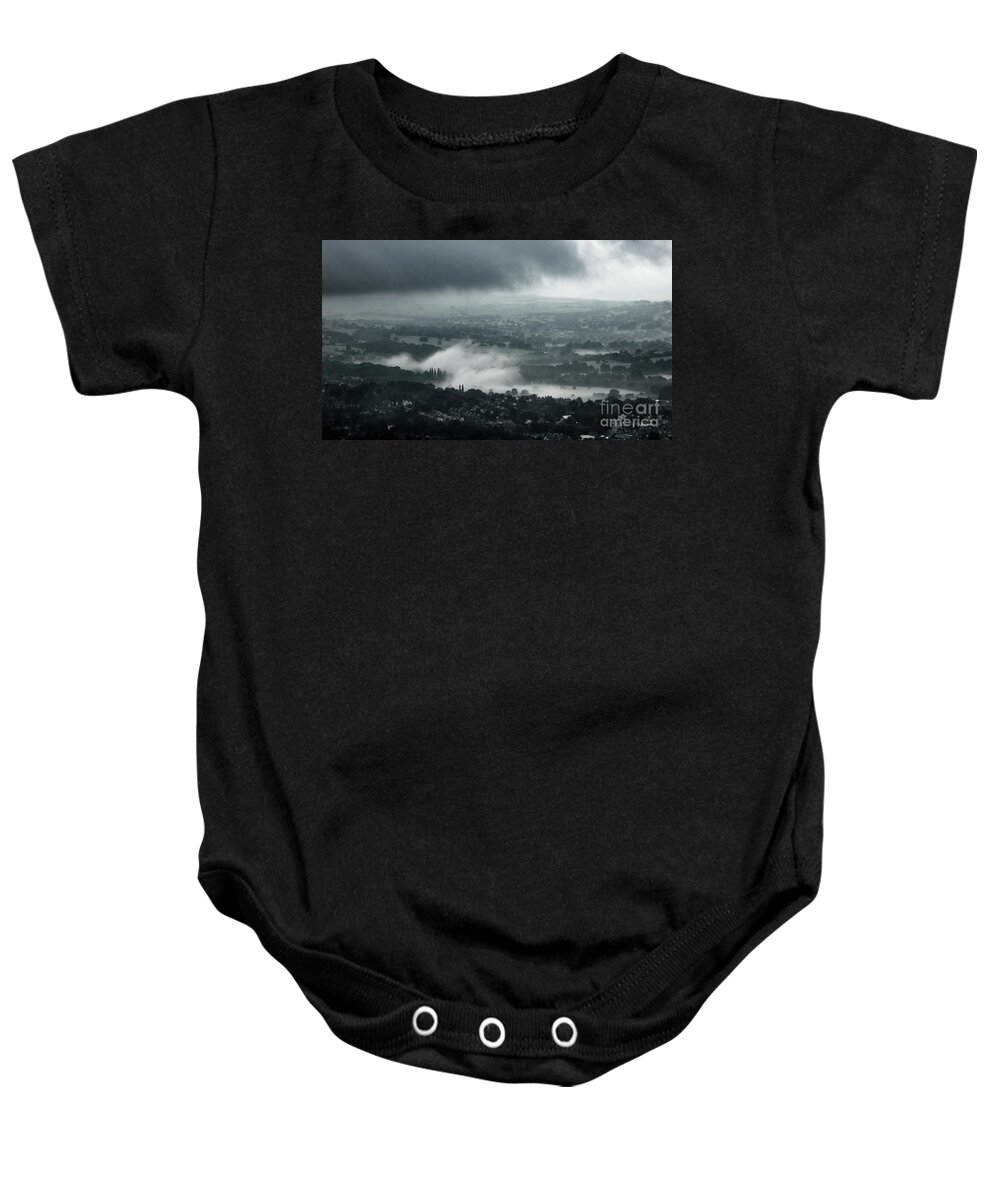 Airedale Baby Onesie featuring the photograph Misty morning in Ilkley #1 by Mariusz Talarek