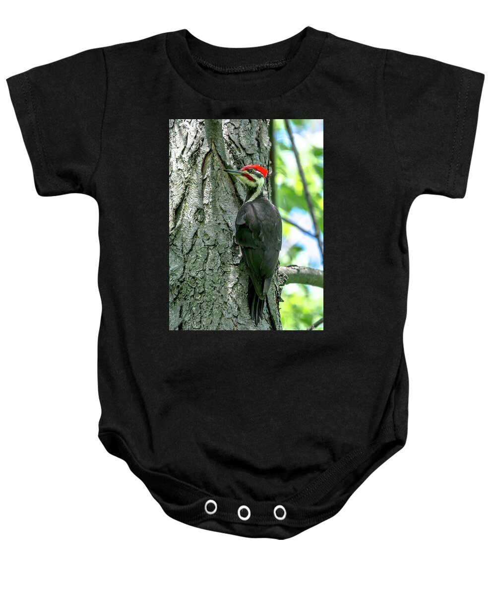 Cheryl Baxter Photography Baby Onesie featuring the photograph Mr. Pileated Woodpecker by Cheryl Baxter