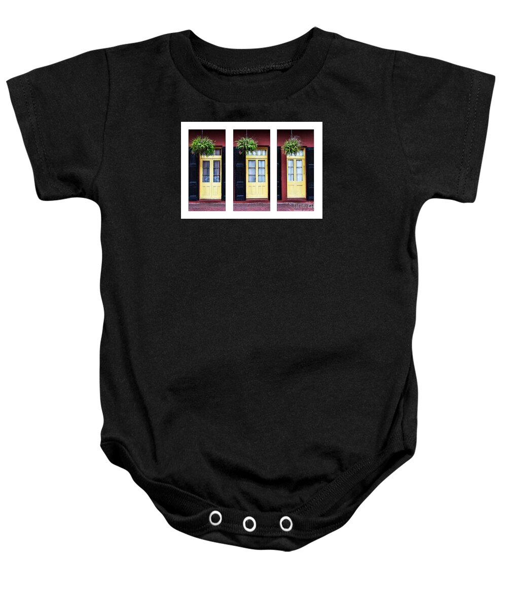 New Orleans Baby Onesie featuring the photograph NOLA Doors Triptych #2 #1 by Jarrod Erbe