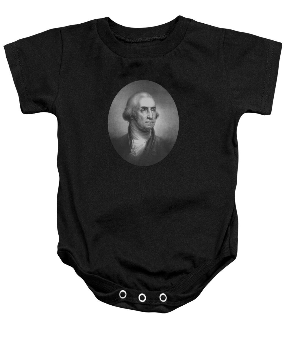 George Washington Baby Onesie featuring the mixed media President George Washington by War Is Hell Store