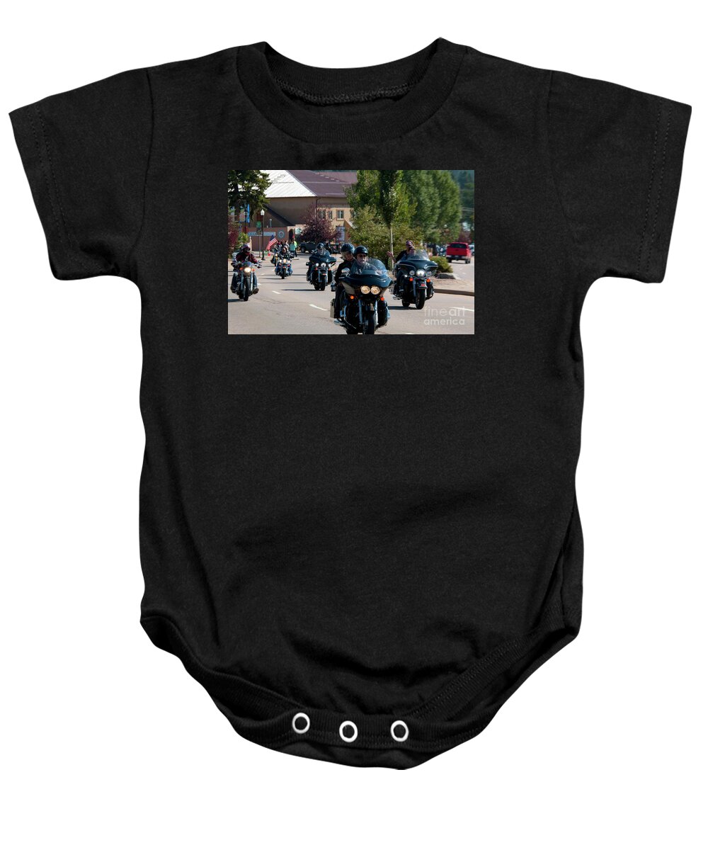 Motorcycle Baby Onesie featuring the photograph Salute to Veterans Bike Rally #1 by Steven Krull