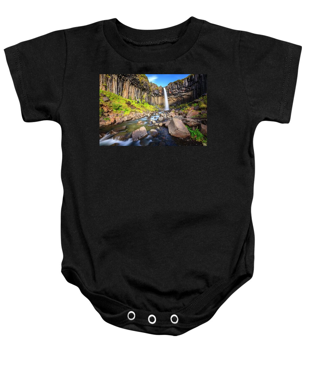 Europe Baby Onesie featuring the photograph Svartifoss waterfall by Alexey Stiop
