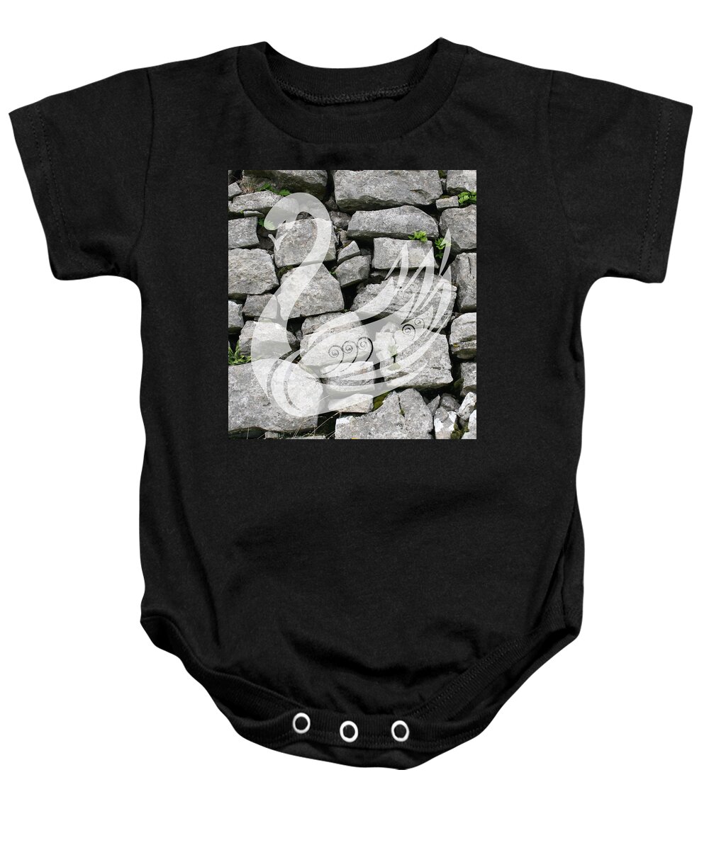Swan Baby Onesie featuring the mixed media Swan Art #1 by Marvin Blaine