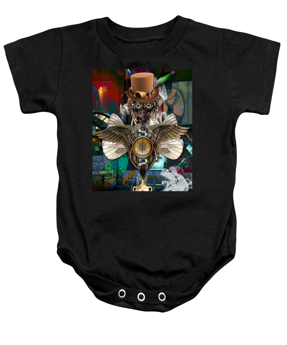 Steampunk Baby Onesie featuring the mixed media Take Off #1 by Marvin Blaine