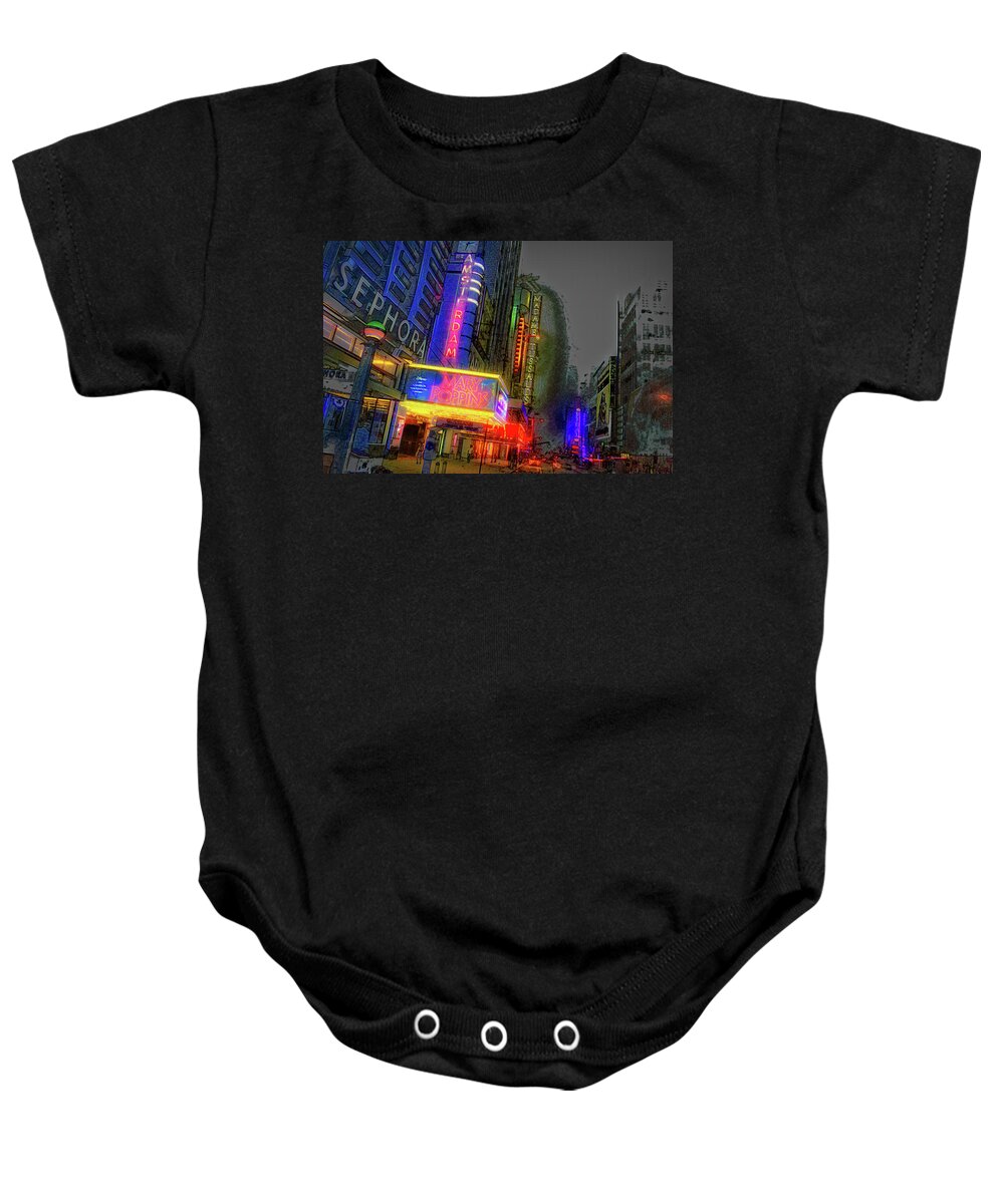 42nd Street Baby Onesie featuring the photograph Times Square #2 by Theodore Jones