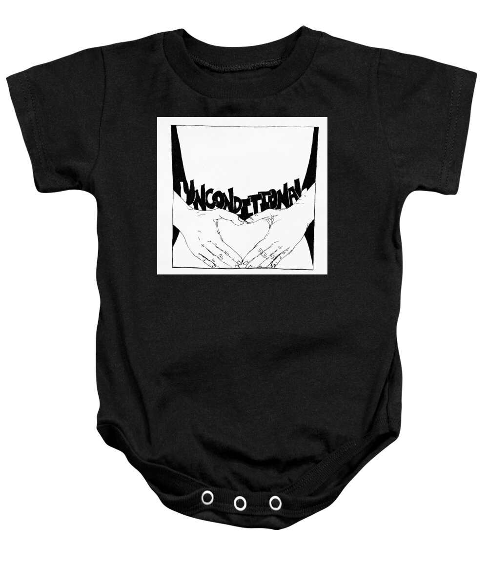 Folk Art Baby Onesie featuring the drawing Unconditional #1 by Sara Young