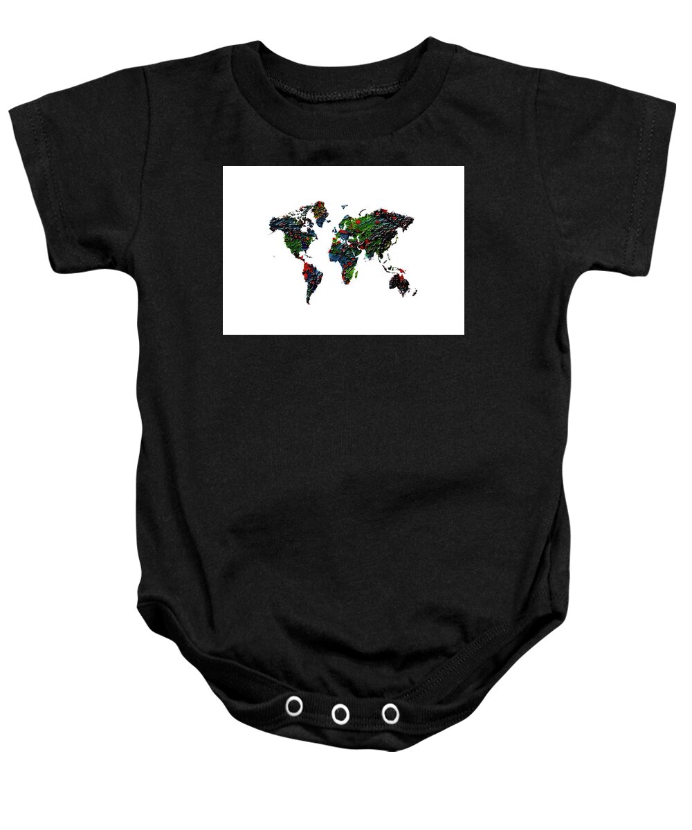 World Map Baby Onesie featuring the mixed media World Map b1 #1 by Brian Reaves
