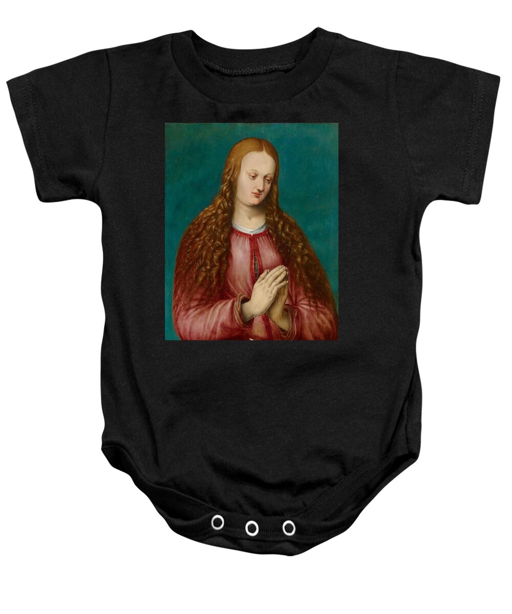 Albrecht Drer Baby Onesie featuring the painting Young Woman Praying #1 by MotionAge Designs