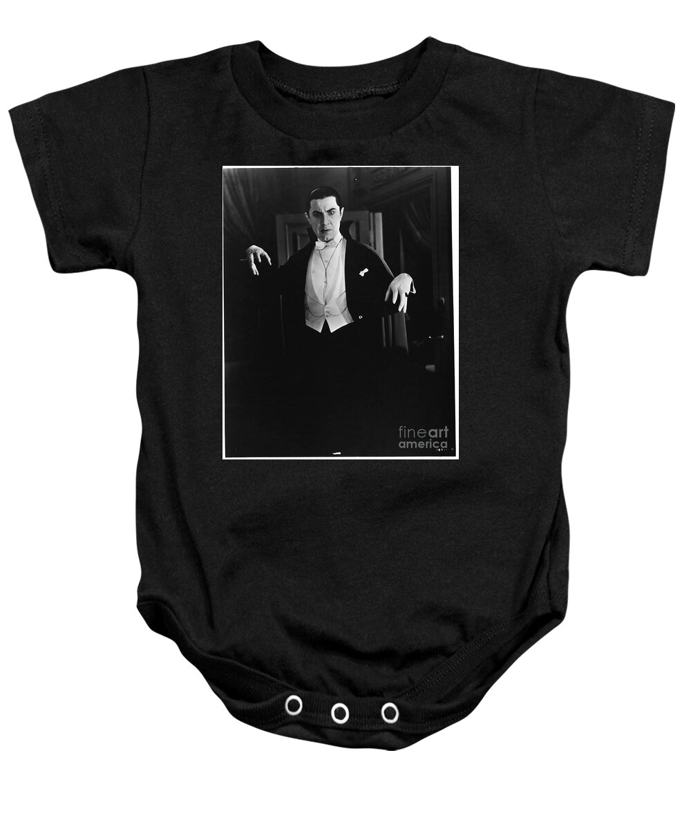 1931 Baby Onesie featuring the photograph 1931 Dracula Bela Lugosi by Vintage Collectables