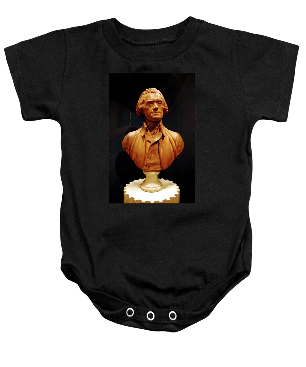 Usa Baby Onesie featuring the photograph Bust of Thomas Jefferson #2 by LeeAnn McLaneGoetz McLaneGoetzStudioLLCcom