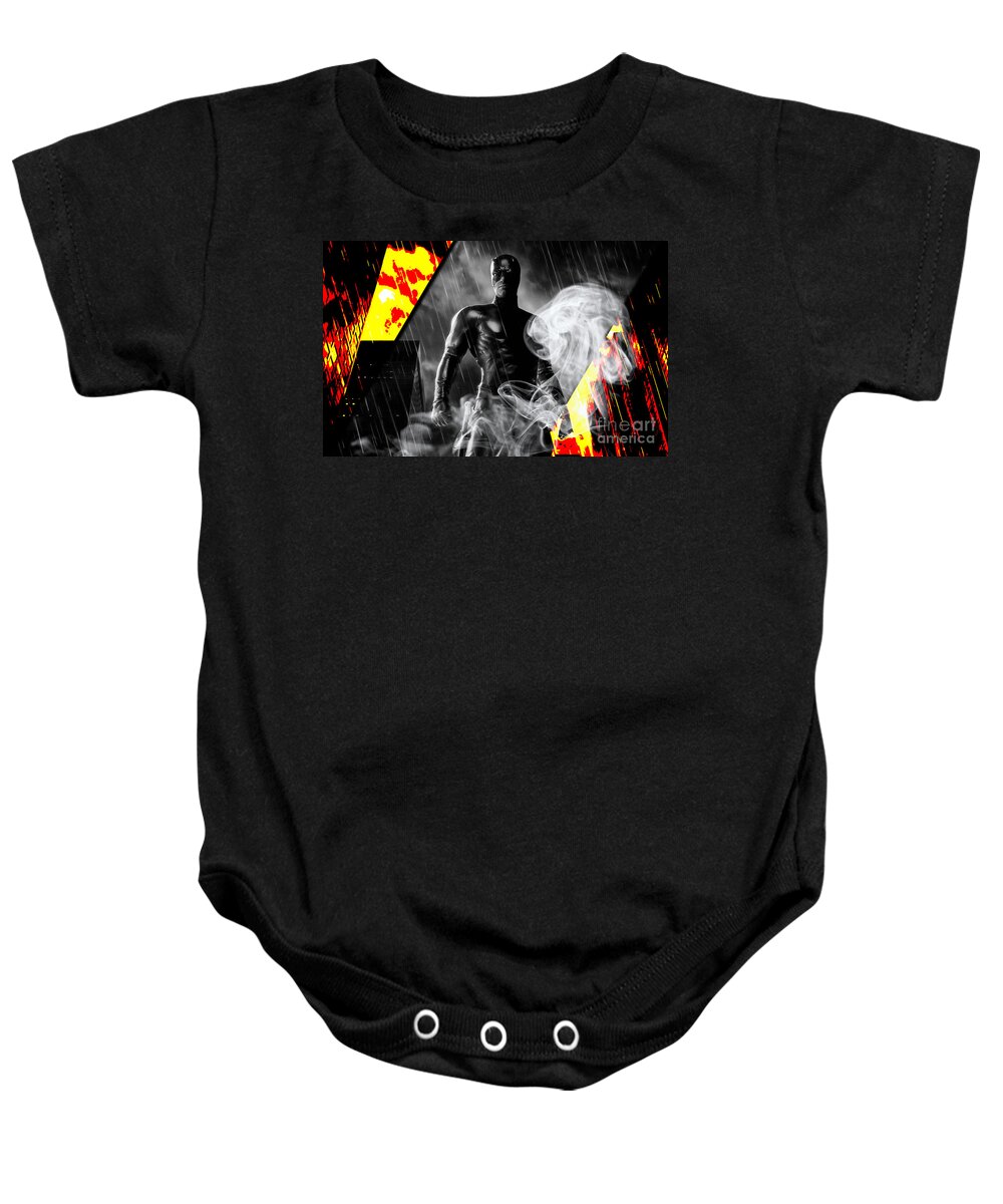 Daredevil Baby Onesie featuring the mixed media Daredevil Collection #3 by Marvin Blaine
