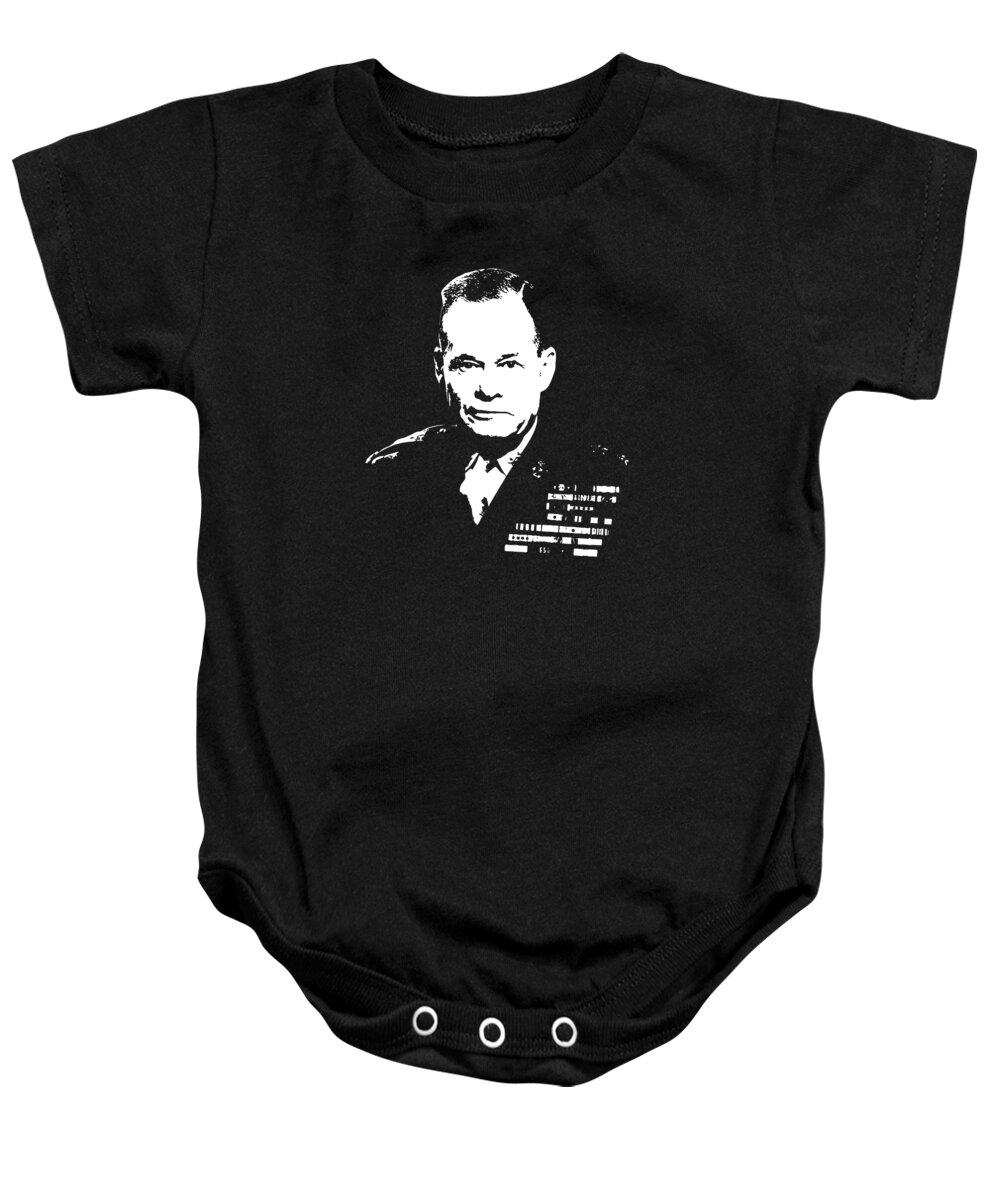 Chesty Puller Baby Onesie featuring the digital art General Lewis Chesty Puller by War Is Hell Store
