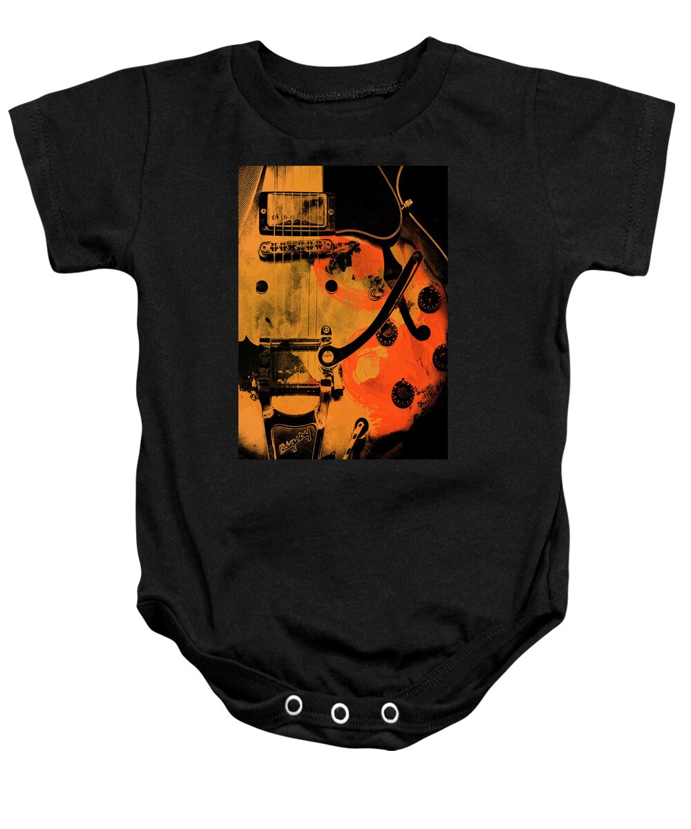 Gibson Baby Onesie featuring the painting Gibson Guitar Poster #3 by AM FineArtPrints