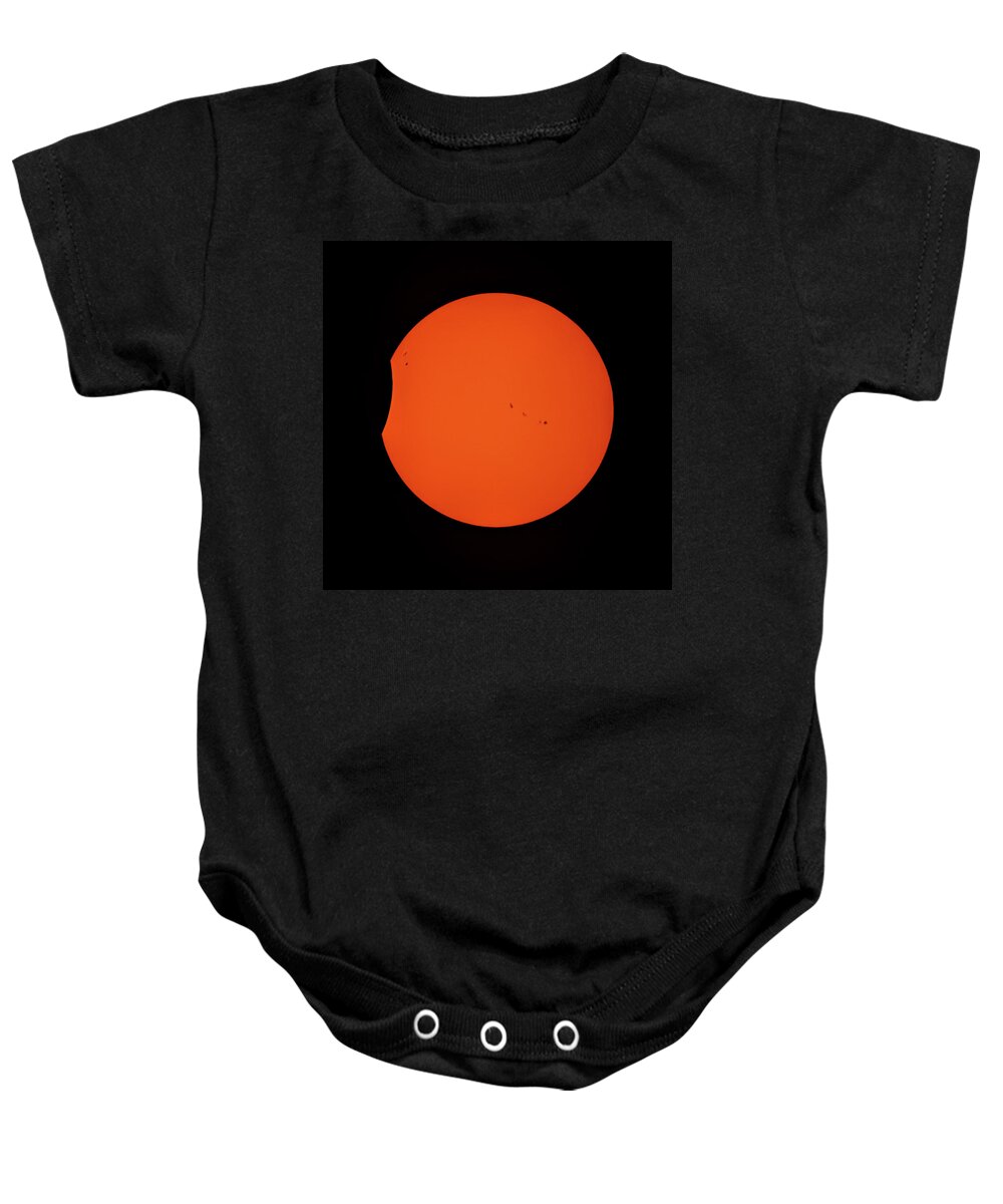 Terry D Photography Baby Onesie featuring the photograph 2017 Partial Solar Eclipse from New Jersey at 359 by Terry DeLuco