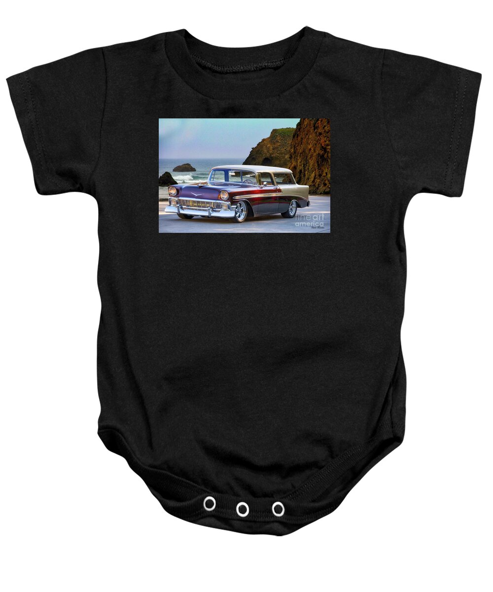 Auto Baby Onesie featuring the photograph 1956 Chevrolet Nomad Wagon #3 by Dave Koontz
