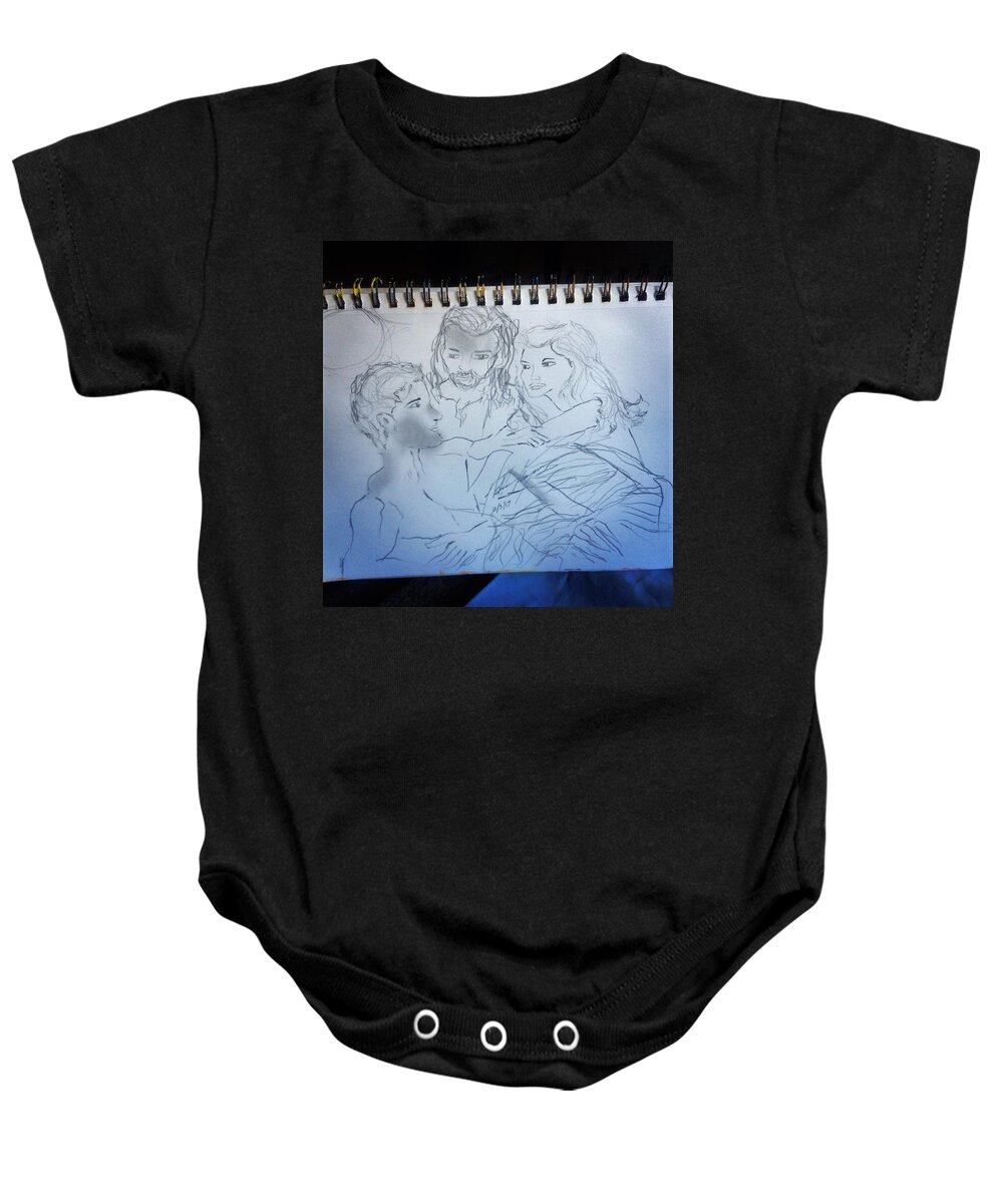 Creation Baby Onesie featuring the drawing Adam andEve The Creation Story #3 by Love Art Wonders By God