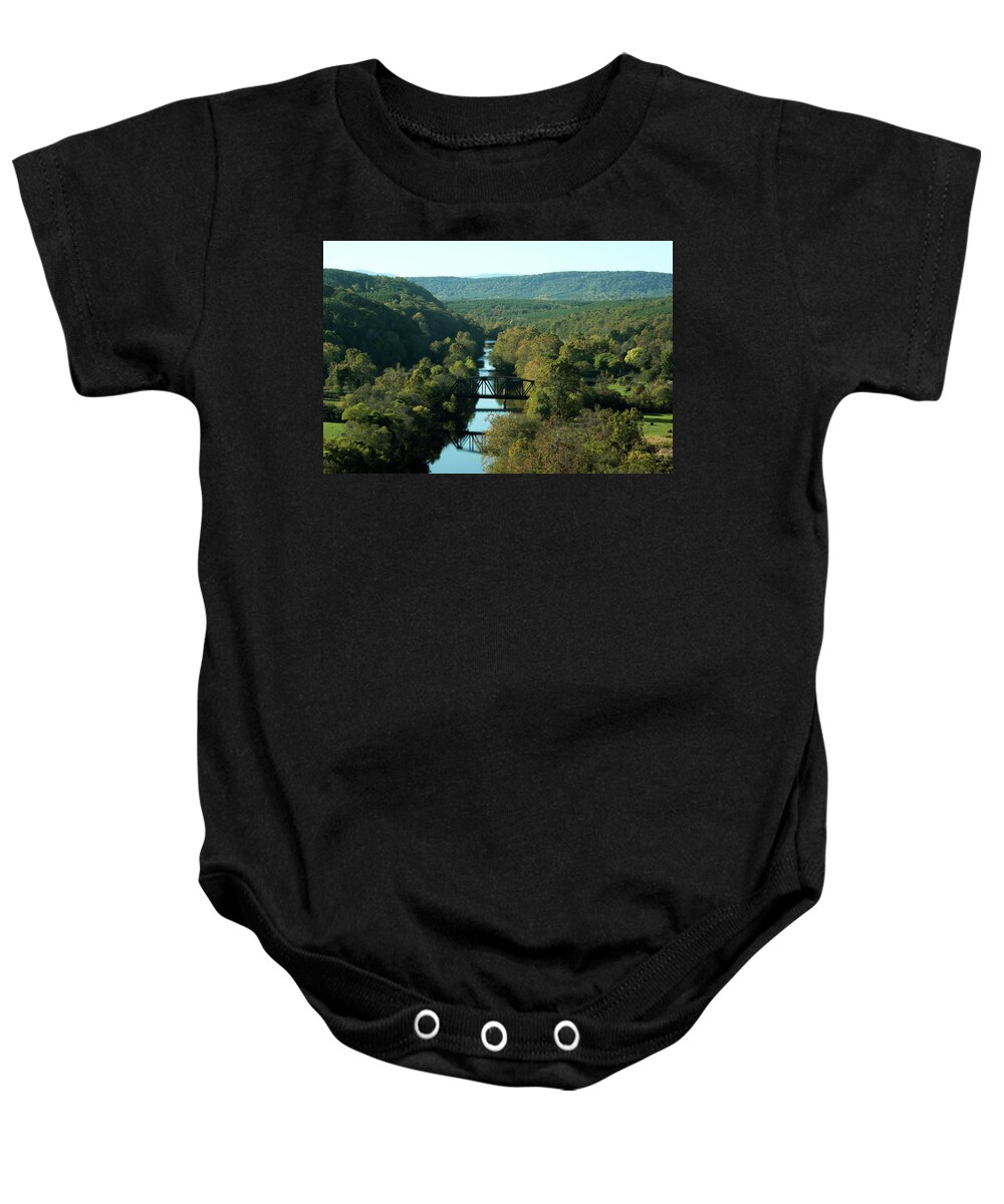 River Baby Onesie featuring the photograph Autumn landscape with Tye River in Nelson County, Virginia #3 by Emanuel Tanjala