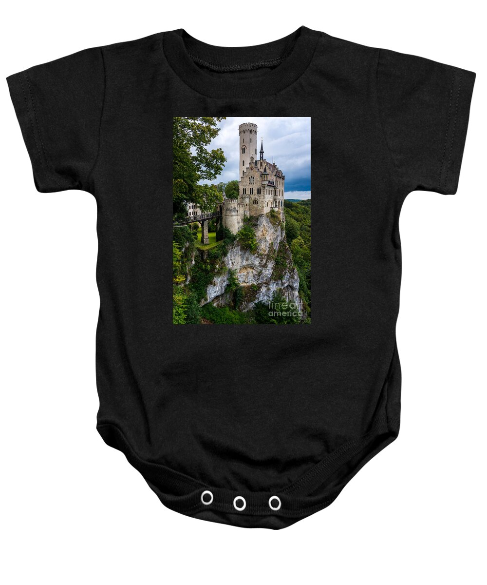 Lichtenstein Castle Baby Onesie featuring the photograph Lichtenstein Castle - Baden-Wurttemberg - Germany by Gary Whitton
