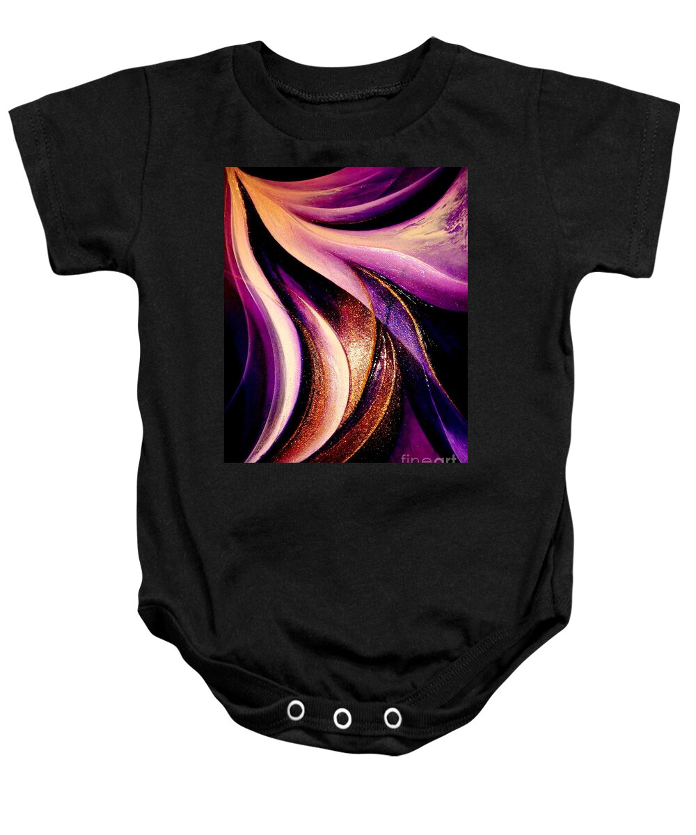 Light.dancing.flying.sky.sunshine.earth Baby Onesie featuring the painting Light Dance #1 by Kumiko Mayer
