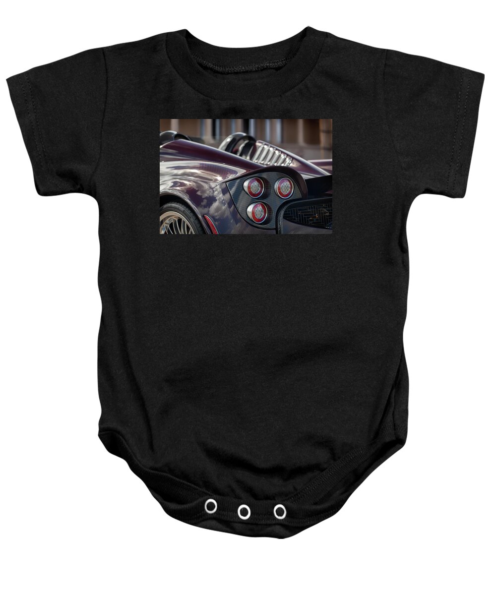 Pagani Huayra Baby Onesie featuring the photograph #Pagani #Huayra #Roadster #Print #6 by ItzKirb Photography