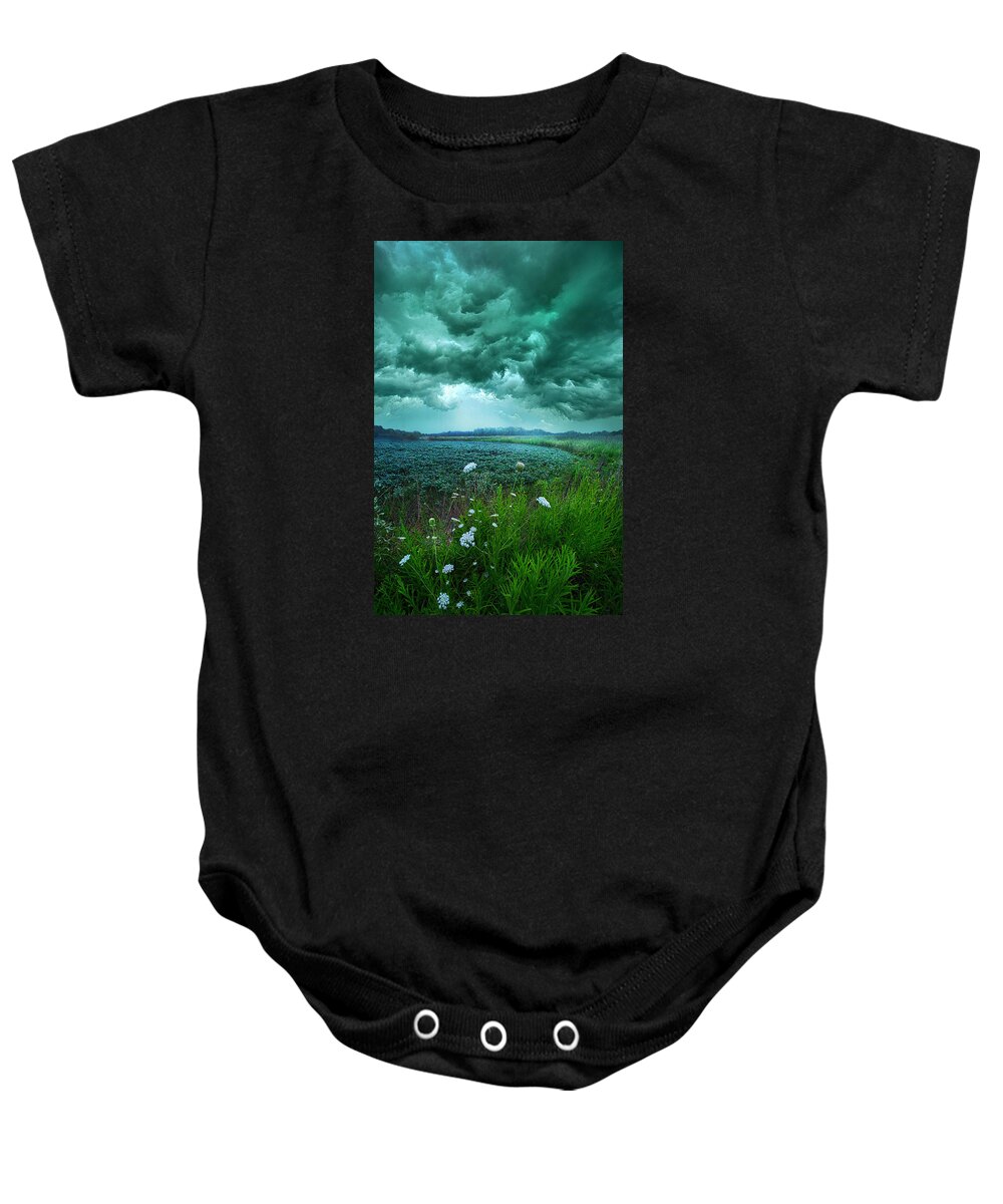 Storm Baby Onesie featuring the photograph A Dark Day by Phil Koch