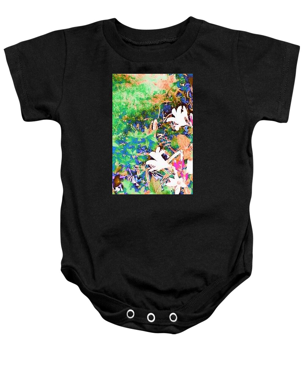 Wild Flowers Growing 2 Baby Onesie featuring the pastel Wild Flowers Growing 2 by Brenae Cochran
