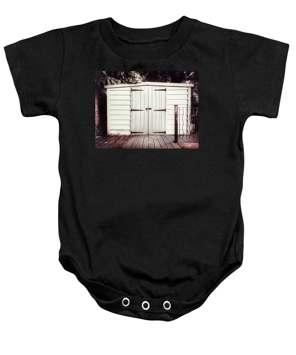 Architecture Baby Onesie featuring the photograph A garden shed by Tom Gowanlock