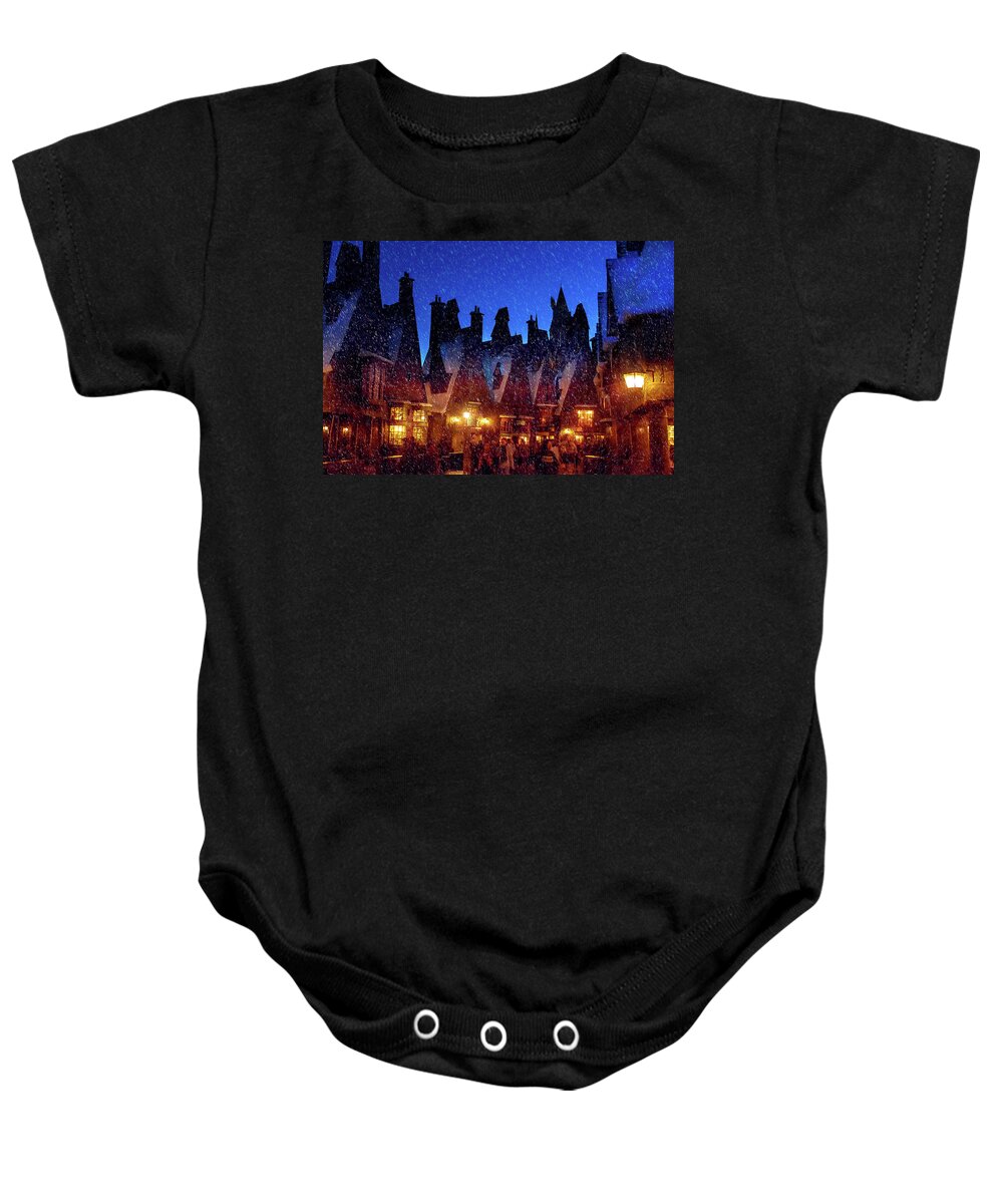 Harry Potter Baby Onesie featuring the photograph A Hogsmeade Christmas Blank by Mark Andrew Thomas