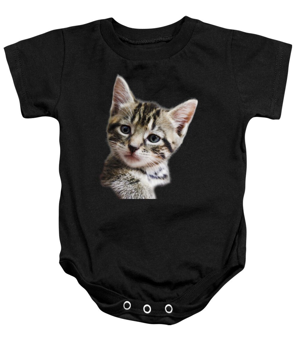 Cat Baby Onesie featuring the photograph A Kittens Helping Hand on a transparent background by Terri Waters