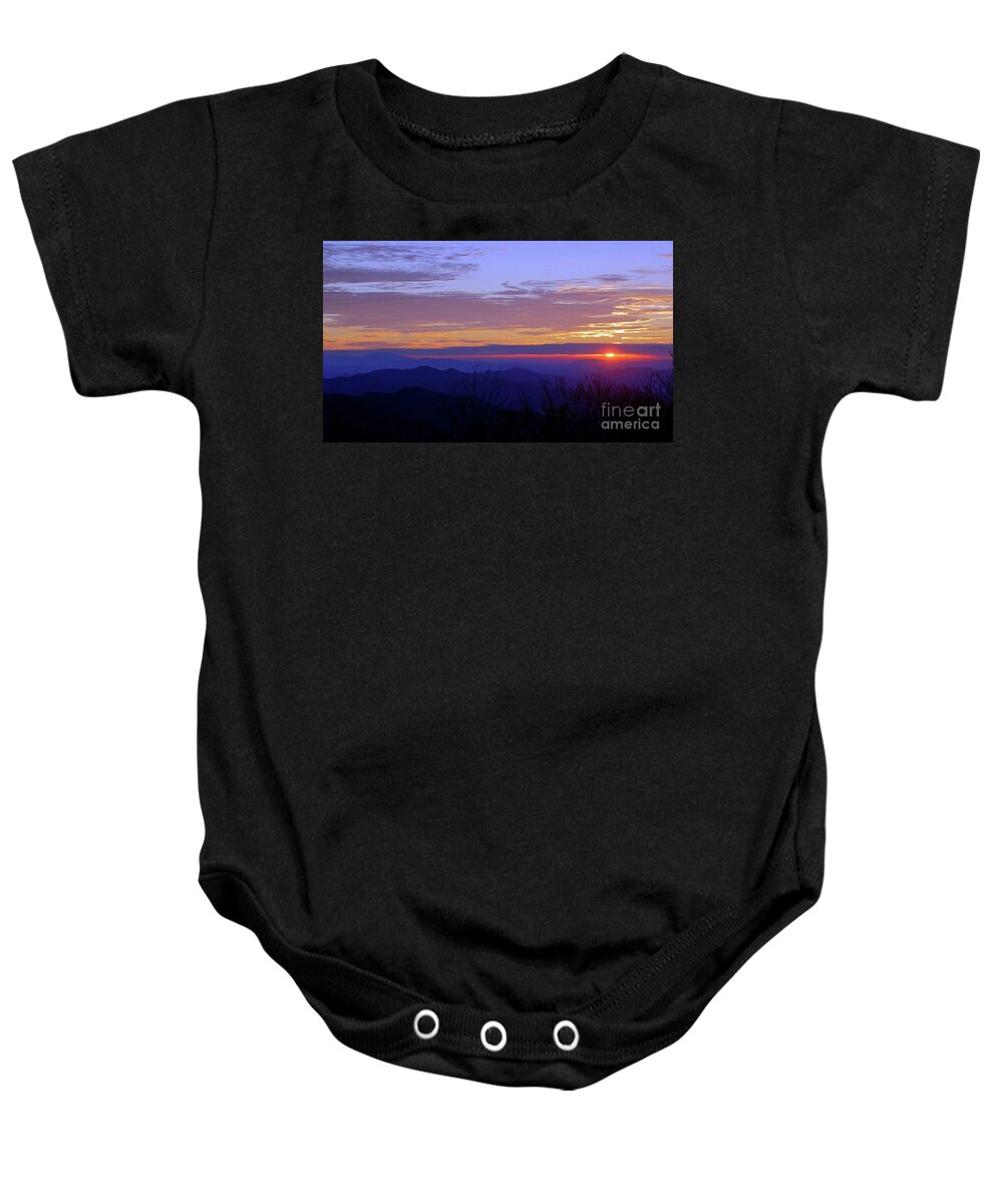 A Sliver Of Sun Baby Onesie featuring the photograph A Sliver of Sun by Jennifer Robin