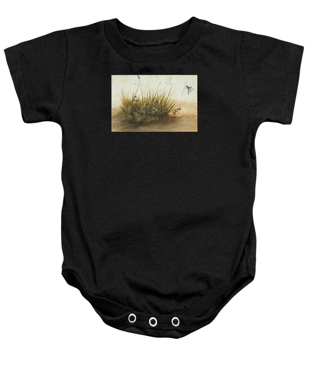 Hans Hoffmann Baby Onesie featuring the painting A Small Piece Of Turf by Hans Hoffmann